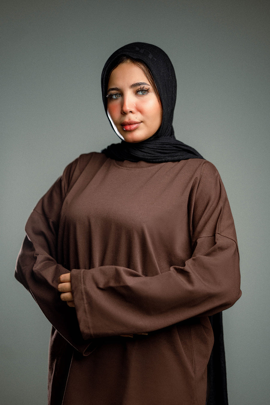 Oversized T-Shirt Dark Brown – Long Sleeve